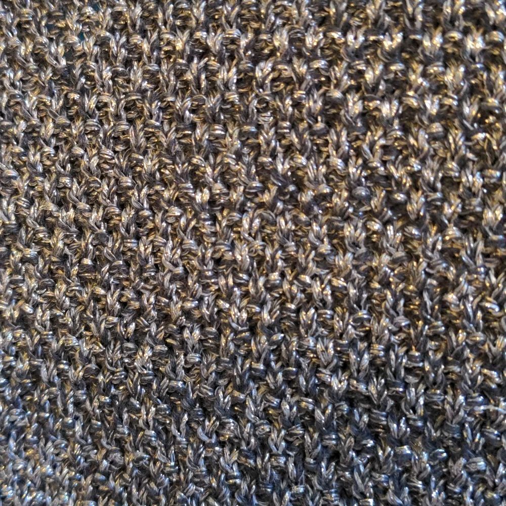 Charter Club Petite Silver Metallic Crochet Cardigan Sweater Size PM - Picture 4 of 11